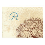 Brown Tree Wedding Monogram Response Card Post Card