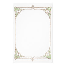 Brown Twigs and Greens Leaves Stationery Paper