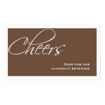 Brown wedding formal custom event drink ticket business card templates