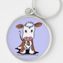 Brown & White Cow Keychains