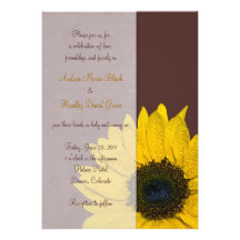 Brown Yellow Sunflower Wedding Invitation