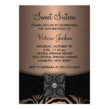 Brown Zebra Sweet Sixteen Party Invites