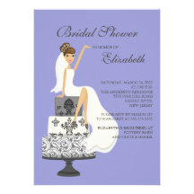 Brunette Bride Bridal Shower Invitation Purple