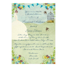 Brunette Bride Bunting Bridal Shower Invitations