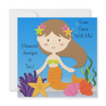 Brunette  Mermaid Custom Birthday Invitation