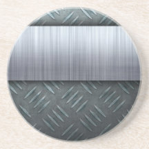 Brushed Metal Diamond Plate Template Beverage Coasters