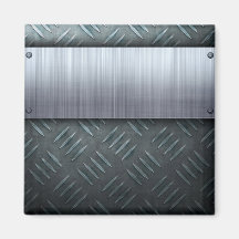 Brushed Metal Diamond Plate Template Fridge Magnets