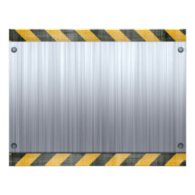 Brushed Metal Hazard Construction Layout Custom Invitations