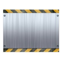 Brushed Metal Hazard Construction Layout Postcards