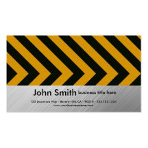 brushed metal hazard striped business card