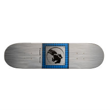 Brushed Metal-look; Blue Equestrian Skateboard