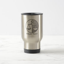 Brushed Metal-look Justice Scales Coffee Mugs