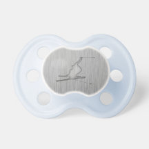 Brushed Metal-look Snow Skiing Baby Pacifier