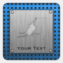 Brushed Metal-look Snow Skiing Sticker