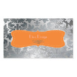 Brushed steel baroque damask business card