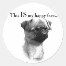 Brussels Griffon Happy Face Round Stickers