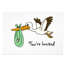 BT- Funny Stork Baby Shower Invitations