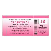 Bubble Pink Ticket Invitations