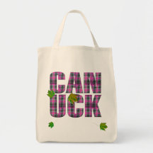 Bubblegum Pink Canuck Plaid Tote Bags