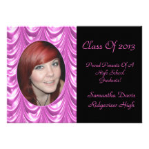 Bubblegum Pink Swag Graduation Add Your Photo Custom Announcements
