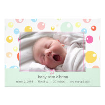 Bubbly bubbles - baby birth announcement cards