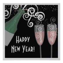 Bubbly Champagne New Years Eve Party Invitation