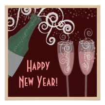 Bubbly Champagne New Years Eve Party Invitation