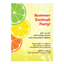 Bubbly refreshing drink citrus slice summer party invitations