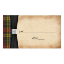 Buchanan Weathered Tartan Wedding Place Cards 2 Business Card Template