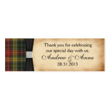 Buchanan Weathered Tartan Wedding Thank You Favour Business Card Template
