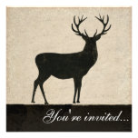 Buck Silhouette Black & Ivory Invitation