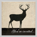 Buck Silhouette Black & Ivory Invitation invitations