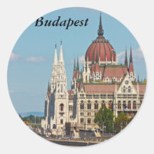 Budapest, the building of the Parliament, Budapest Round Stickers