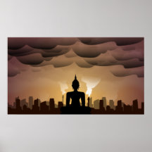 Buddha smoke meditation poster
