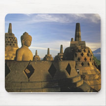 Buddha Statue and Stupas at Borobudur Temple Mouse Pad