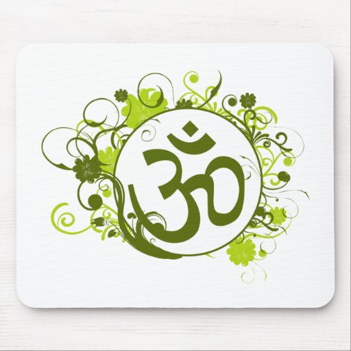 Buddhist Green Floral Om Mouse Mat