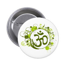 Buddhist Green Floral Om Pins