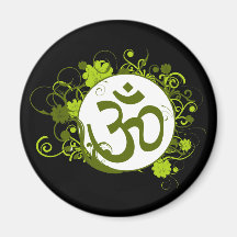 Buddhist Green Floral Om Refrigerator Magnets