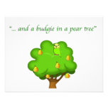 Budgie in a Pear Tree Custom Invitations