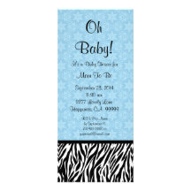 Bue Zebra Print Boy BabyShower Ver 2 B602 Custom Invitations