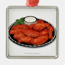 Buffalo wings with blue cheese ornament