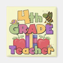 Bugs and Apples 4th Grade Tshirts and Gifts Fridge Magnets