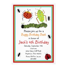 Bugs Insects Ladybugs Ants Birthday Invitations