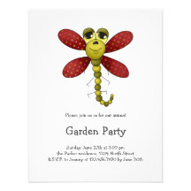 Bugs 'n' Blooms · Red & Green Dragonfly Custom Invitation