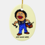 Builder Cartoon Christmas Tree Ornament