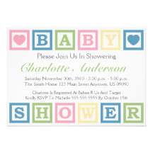 Building Blocks Baby Shower Invitiations (Green) Personalized Invitations