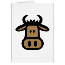Bull head face greeting card