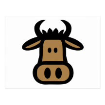 Bull head face postcard