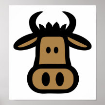 Bull head face posters