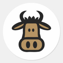 Bull head face round sticker